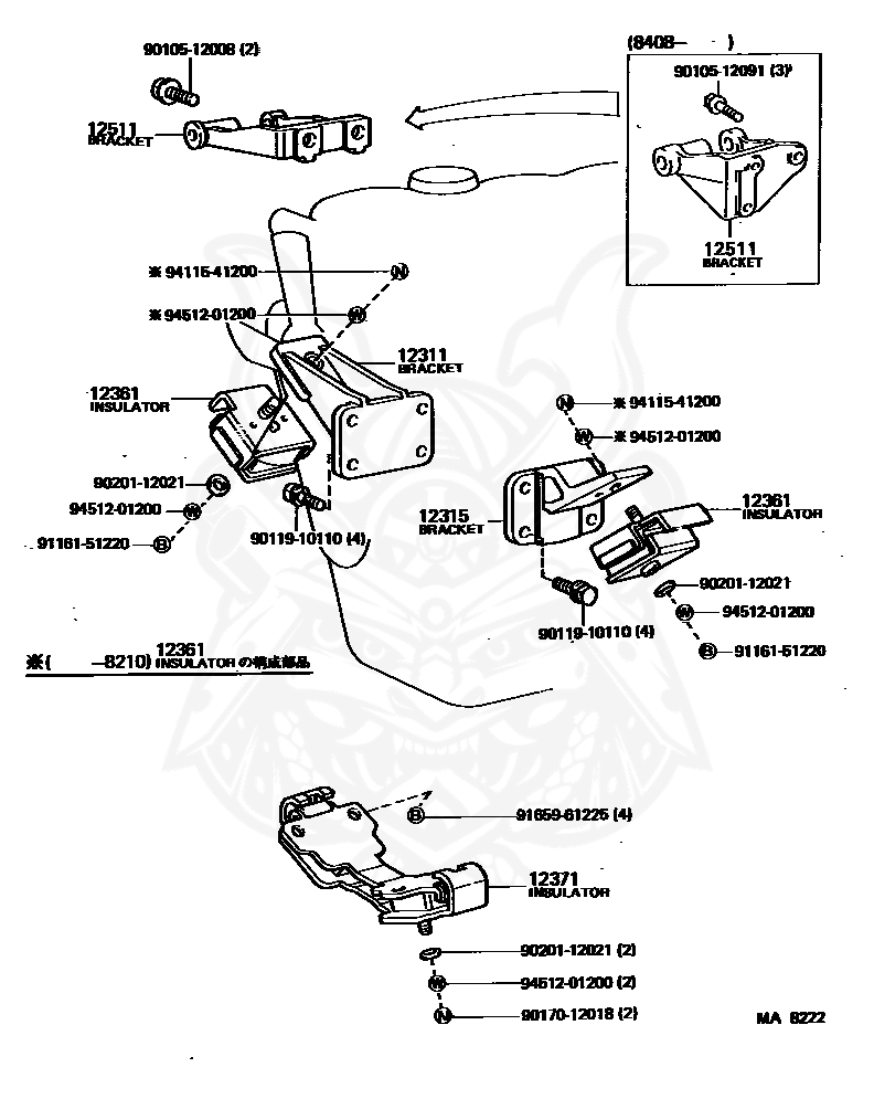 Toyota - Insulator, Engine Mounting, Rear No.1